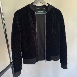XS Ralph Lauren Quilted Velvet Bomber, Black
